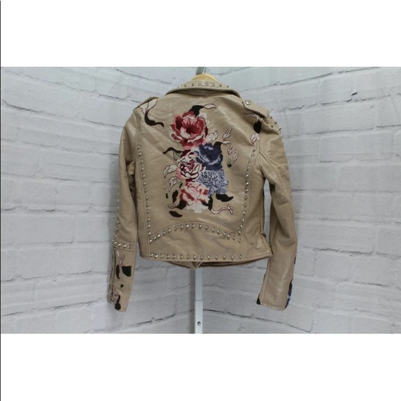 Blank NYC Floral Embroidered Studded Moto Jacket - Women's Size XS - Picture 2 of 6